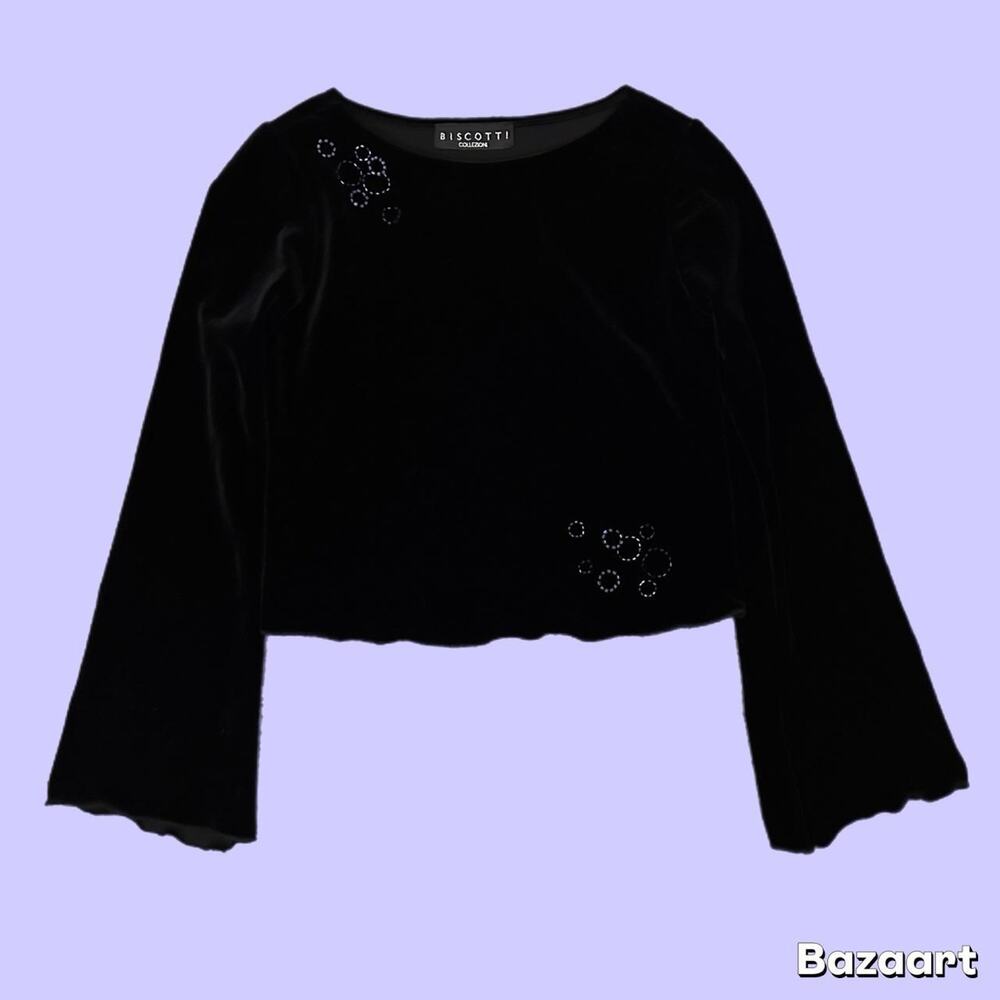 Y2k dark blue beaded long sleeve